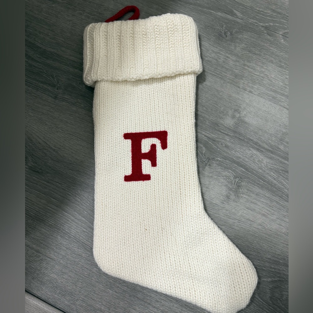 Knit monogram stocking - F